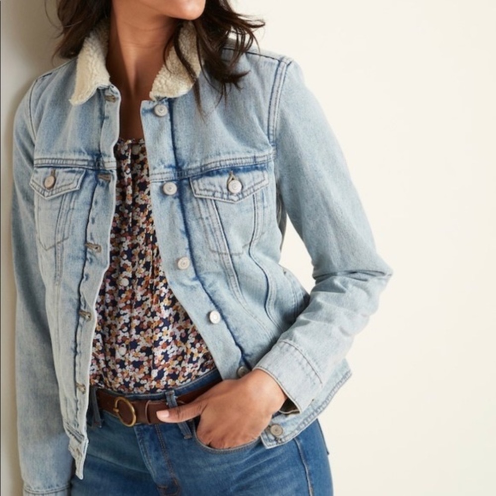 Light blue Jean Sherpa lined jacket